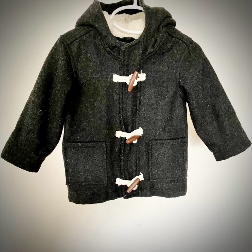 Baby (18-24M) Wool Blend Dark Charcoal Grey Toggle Peacoat